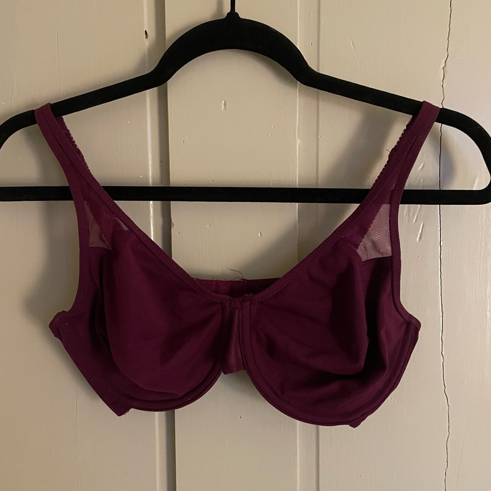 Wacoal Purple Full-Coverage Bra with Mesh Cutouts Adjustable Straps Clasp Back D - Picture 2 of 4